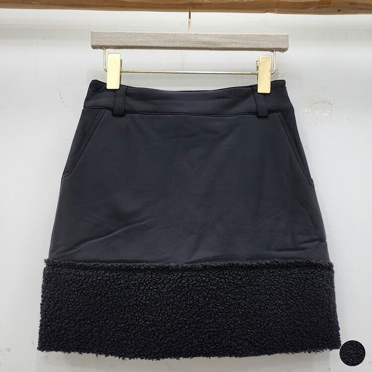 ゴルフウェア スカート レディース 韓国 ボア 裏起毛 かわいい フリース 防寒 秋 冬 秋冬 ブラック 黒 おしゃれ ミニスカート Aライン