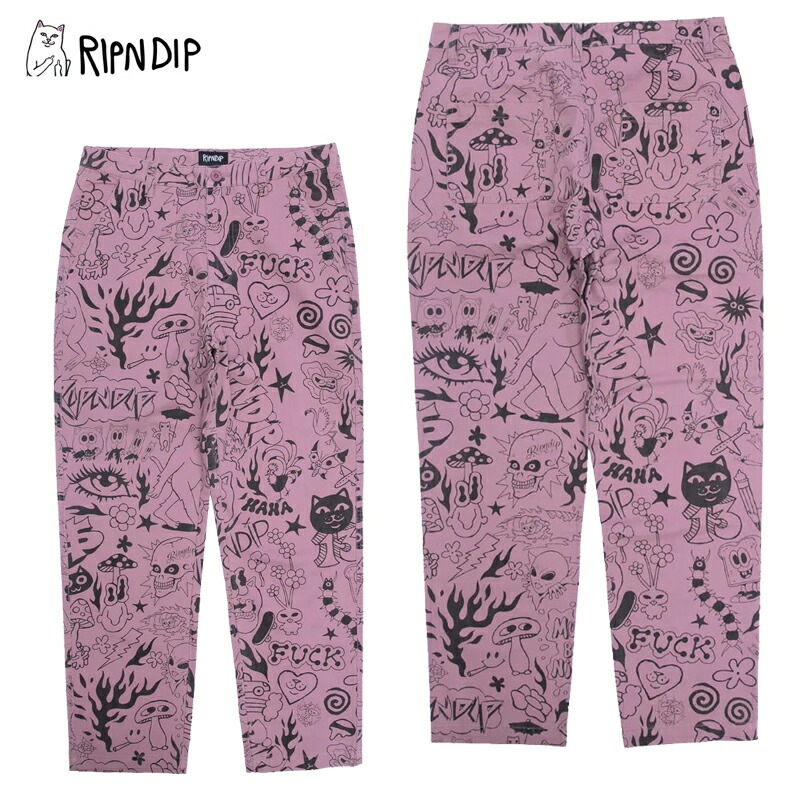 リップンディップ We Don t Care Twill PantsMauve コットンパンツ ロングパンツ 男性用 メンズ