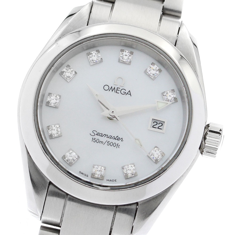 オメガ OMEGA 2577.75 シーマスター アクアテラ 11Pダイヤ クォーツ レディース 良品 _889368【中古】