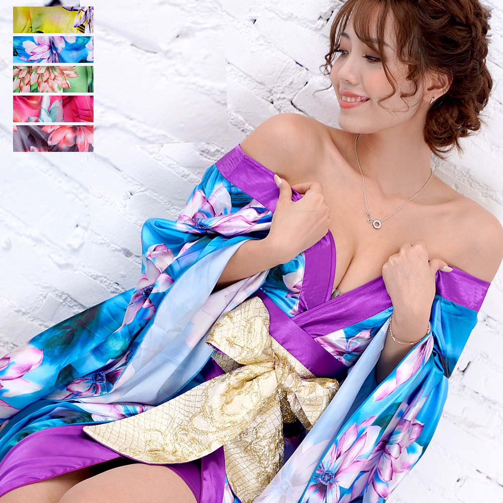 サテン花柄ロング着物ドレス キャバドレス 女性用 衣装 ダンス よさこい 花魁 コスプレ 存在感 華 7,203円