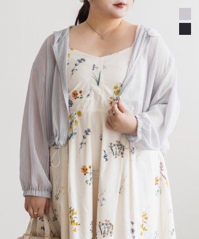 大きいサイズ レディース LL 3L 4L XL XXL XXXL ドロストストライプシアーパーカーブルゾン 5,347円