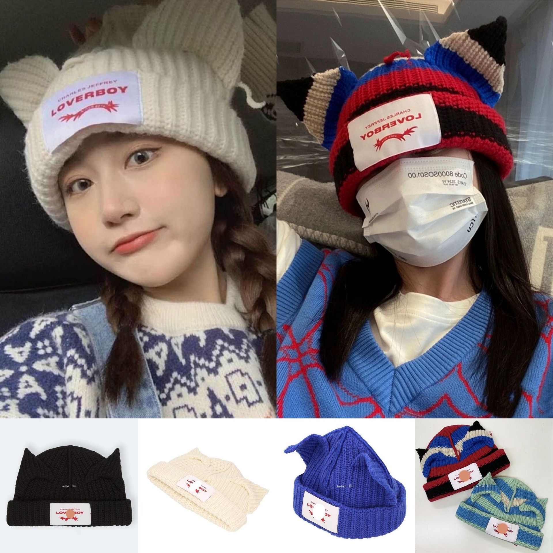【本日限定】ニット帽 帽子 ほおん 秋冬 小顔効果 防寒 冬 軽量チャールズジェフリー ラバーボーイ Charles Jeffery Loverboy ラムウールニット帽 レディース ニット ビーニ 5,075円