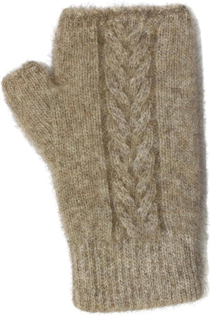 ポッサムメリノ ケーブルミトン 手袋 暖かい 防寒 アームウォーマー ニュージーランド産 天然素材 レディース メンズ 冬 アウトドア 家事ができる (ナチュラル, Free Size)