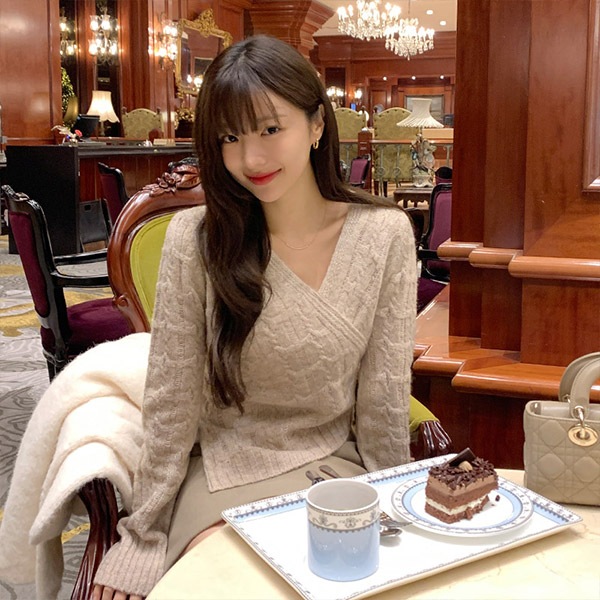 カシュクールニットトップス スウェット nt4757