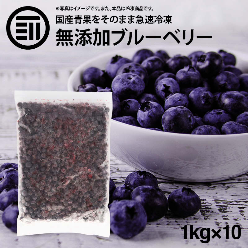 [前田家] 国産 熊本県産 ブルーベリー 冷凍 1kg(1000g) x 10袋 無添加 ばら バラ