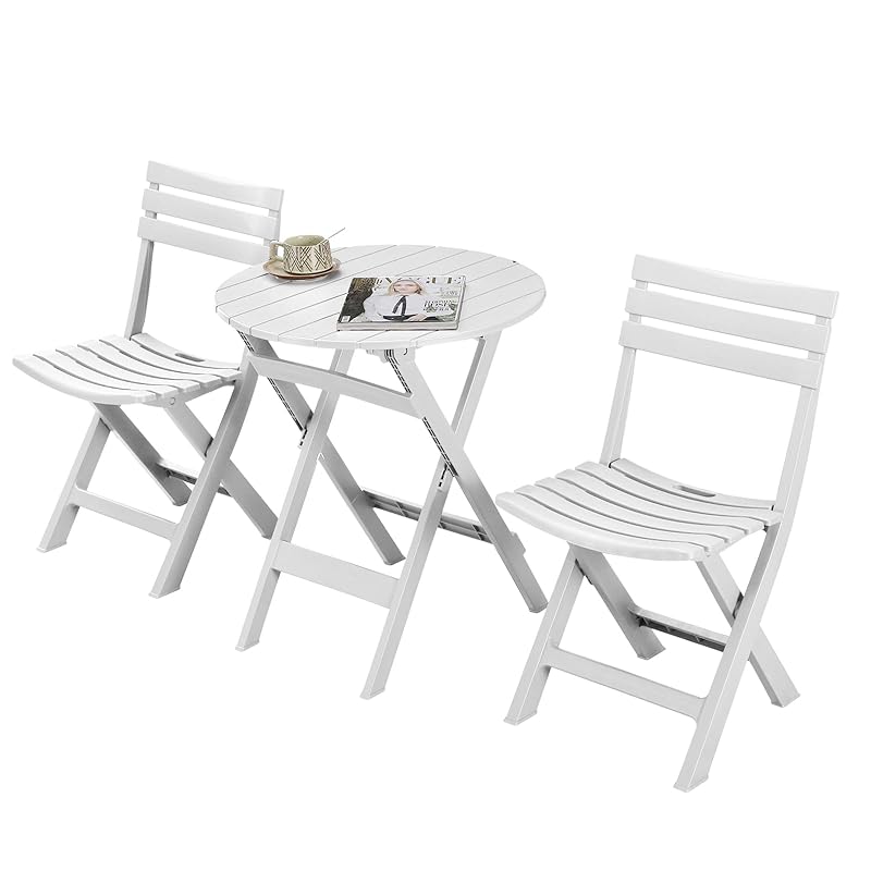 【国内即発】BOOSDEN ガーデンテーブル 3点セット アウトドア 折りたたみ 椅子テーブルセット ベランダ バルコニー 椅子セット 室内/屋外 庭 イベント 白色