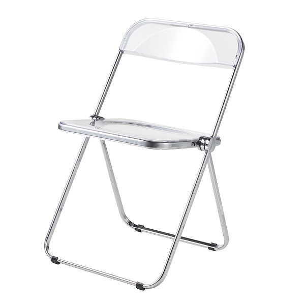 家具・インテリアクリアチェア パイプ椅子 2脚セット クリア 椅子 チェア 椅子 (ブラック)