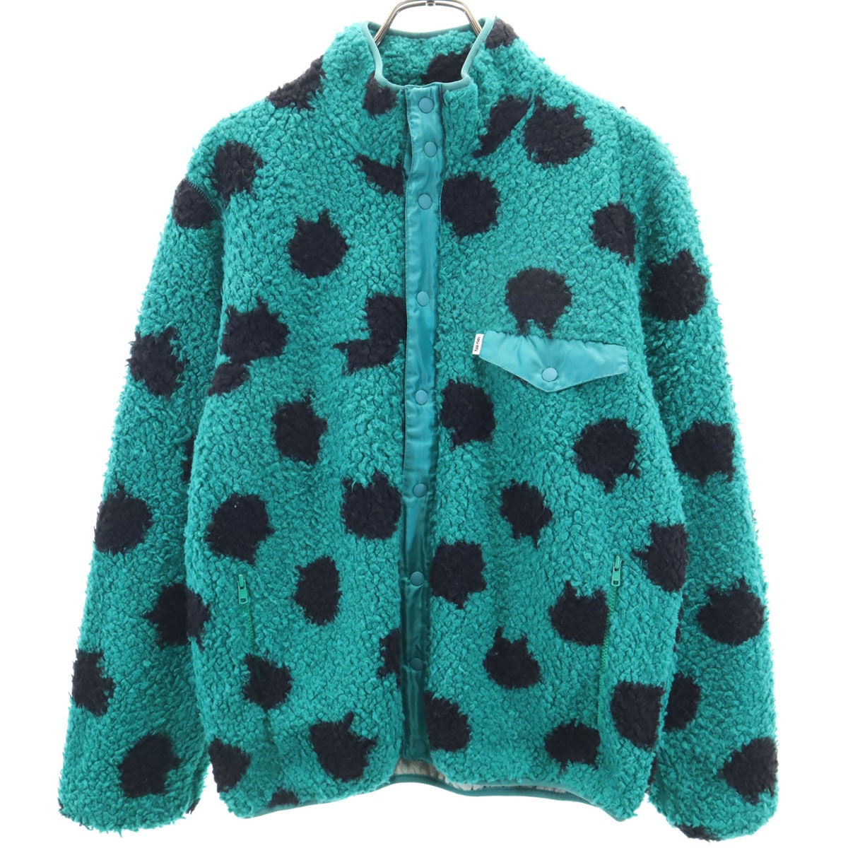 総柄 フリース ボアジャケット 3 グリーン系 レディース 古着