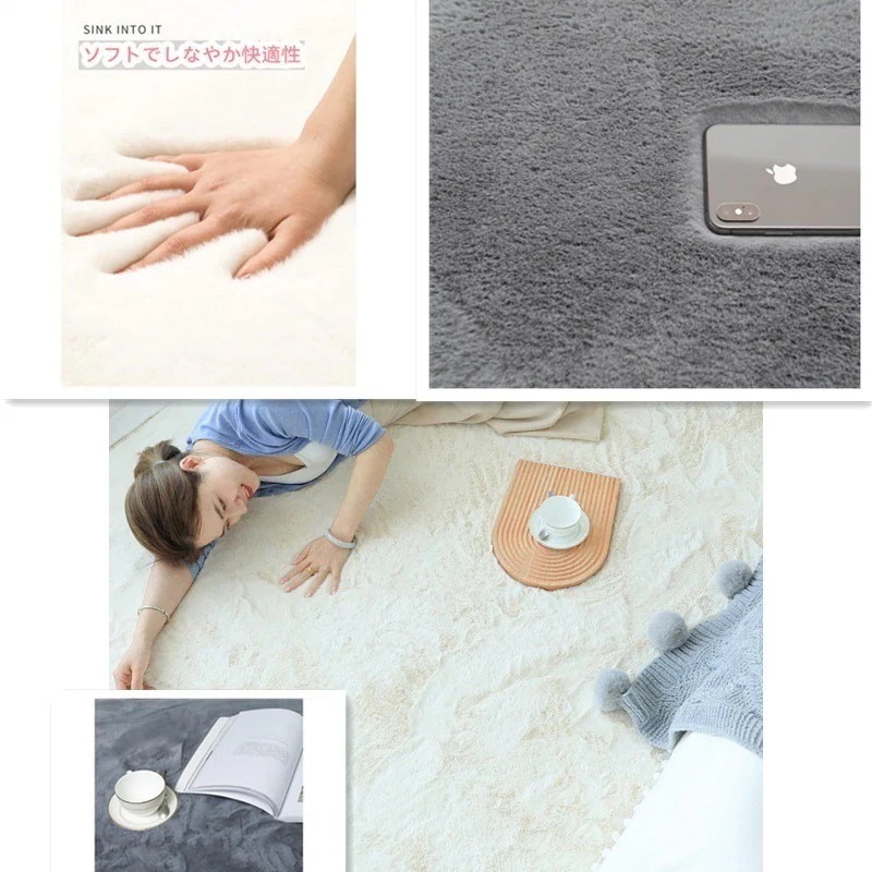 綿々と柔らかく長い綿毛 クラウドでの感触を楽しむ カーペット カーペットラグ カーペット 6畳 模造ウサギの毛皮の敷物 ベッドサイドの敷物 長い毛皮の敷物 出窓のマット 滑り止めがずれない福