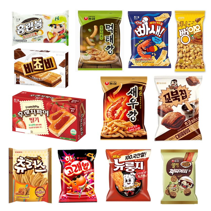 韓国 お菓子 韓国人気菓子スナック新しくなった 12種セットエビ