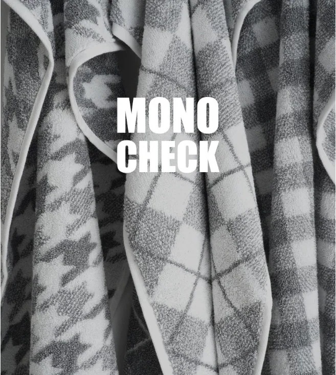 【ホテル仕様・OEKO-TEX認証】クラウマン モノチェック 高級フェイスタオル 5枚セット30番手コーマ綿・170g北欧3柄デザイン