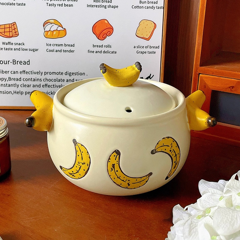 バナナの手作りキャセロール家庭用温度抵抗性のある小さなキャセロール1人がインスタントヌードルと補助食品クレイポットライスカタツムリヌードルスープポット