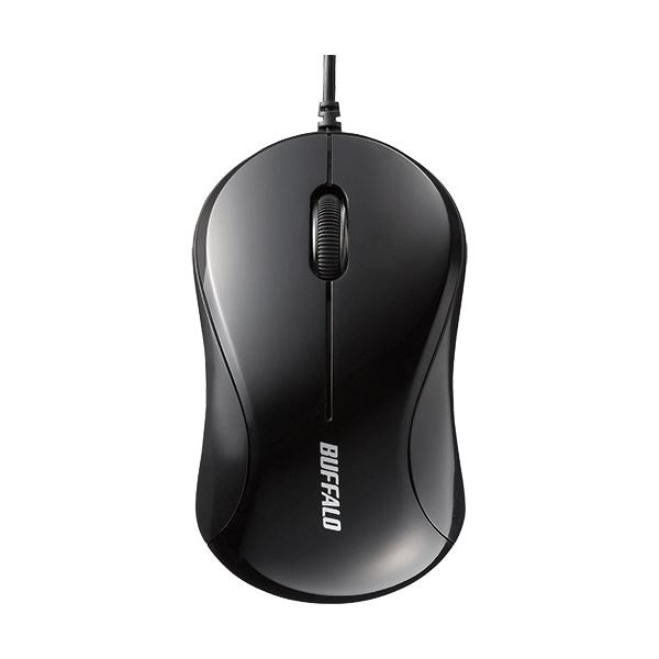 （まとめ） バッファロー 有線 光学式マウス3ボタンタイプ Sサイズ ブラック BSMOU050SBKZ 1個 10セット
