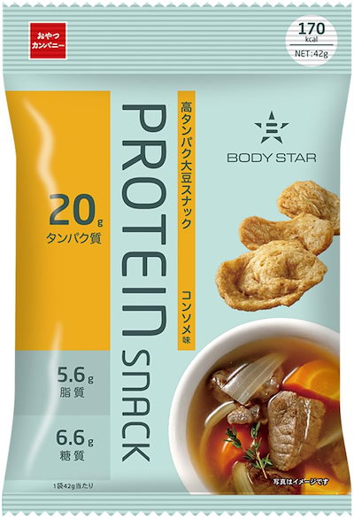 他サイト： 【公式】おやつカンパニー BODYSTAR プロテインスナック コンソメ味 42g×12袋(高タンパク質 スナック菓子 大豆 食物繊維 鉄 亜鉛 アルギニン)の商品画像