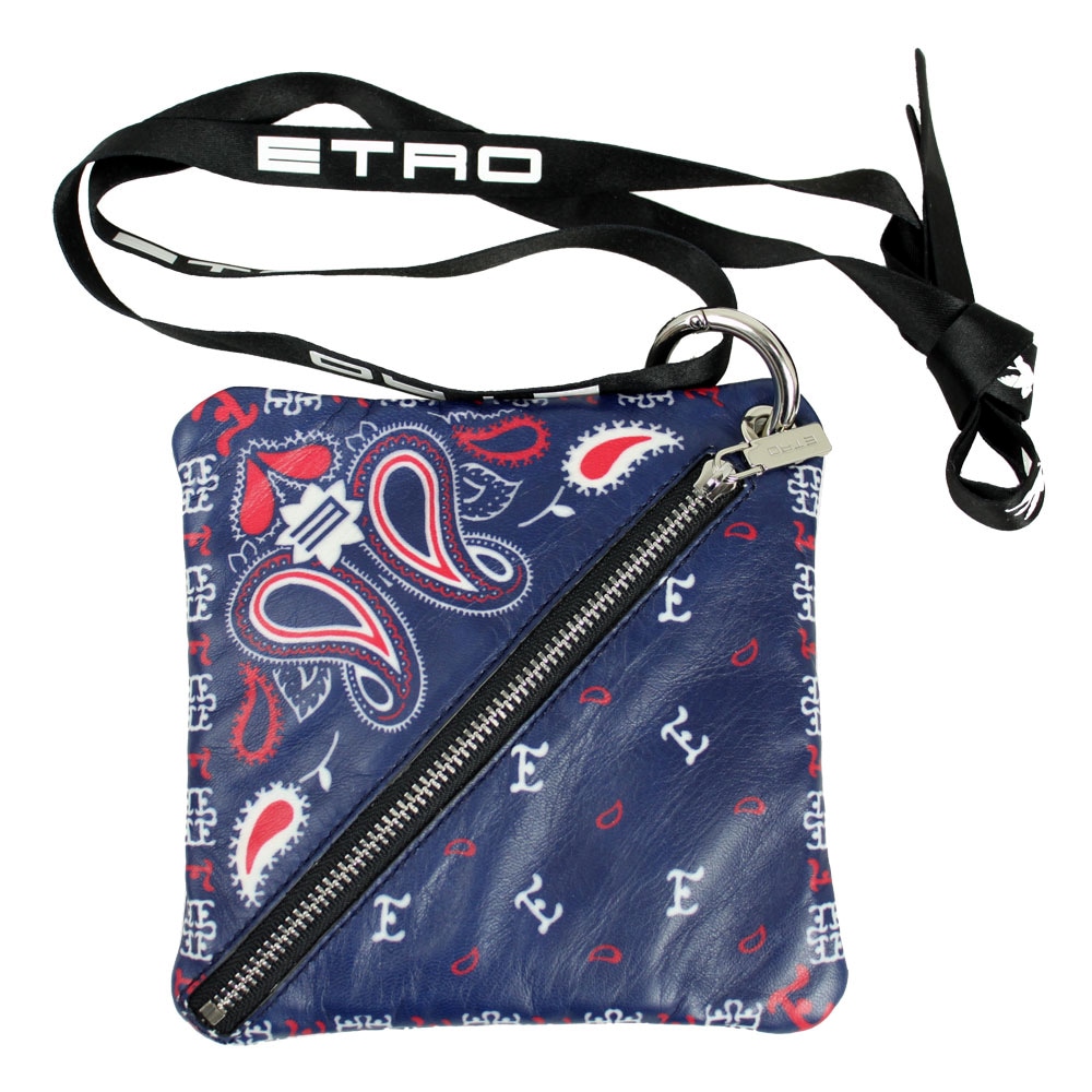 ポーチ ネックストラップ付き マルチケース レザー ネイビー系マルチカラー 1N714 2691 0200