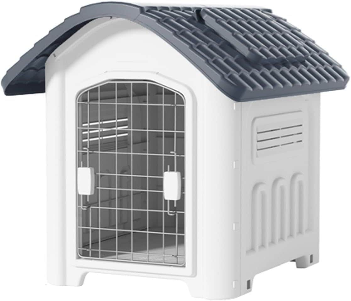 ドッグハウス大型犬/中型犬用アウトドアキャビン防水防風耐腐食性掃除が簡単な組み立て式ペットハウス (ダークグレー 大型)