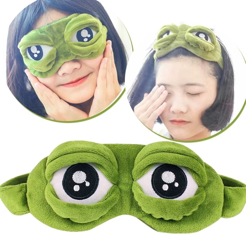 【20点セット】【送料無料】(即日発送)1枚+1枚 悲しいカエルのアイマスクヘアバンド通気性のある面白い表現周囲 3D 立体型 睡眠用マスク 漫画 遮光 安眠 旅行 おしゃれ ギフト 面白い 目カバー