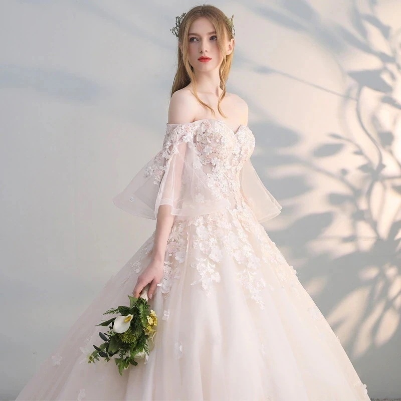 ウエディング マーメイドドレス 花嫁 Aライン 安い ロングドレス 一字肩 結婚式 ブライダル パーティードレス 二次会 イブニングドレス 白
