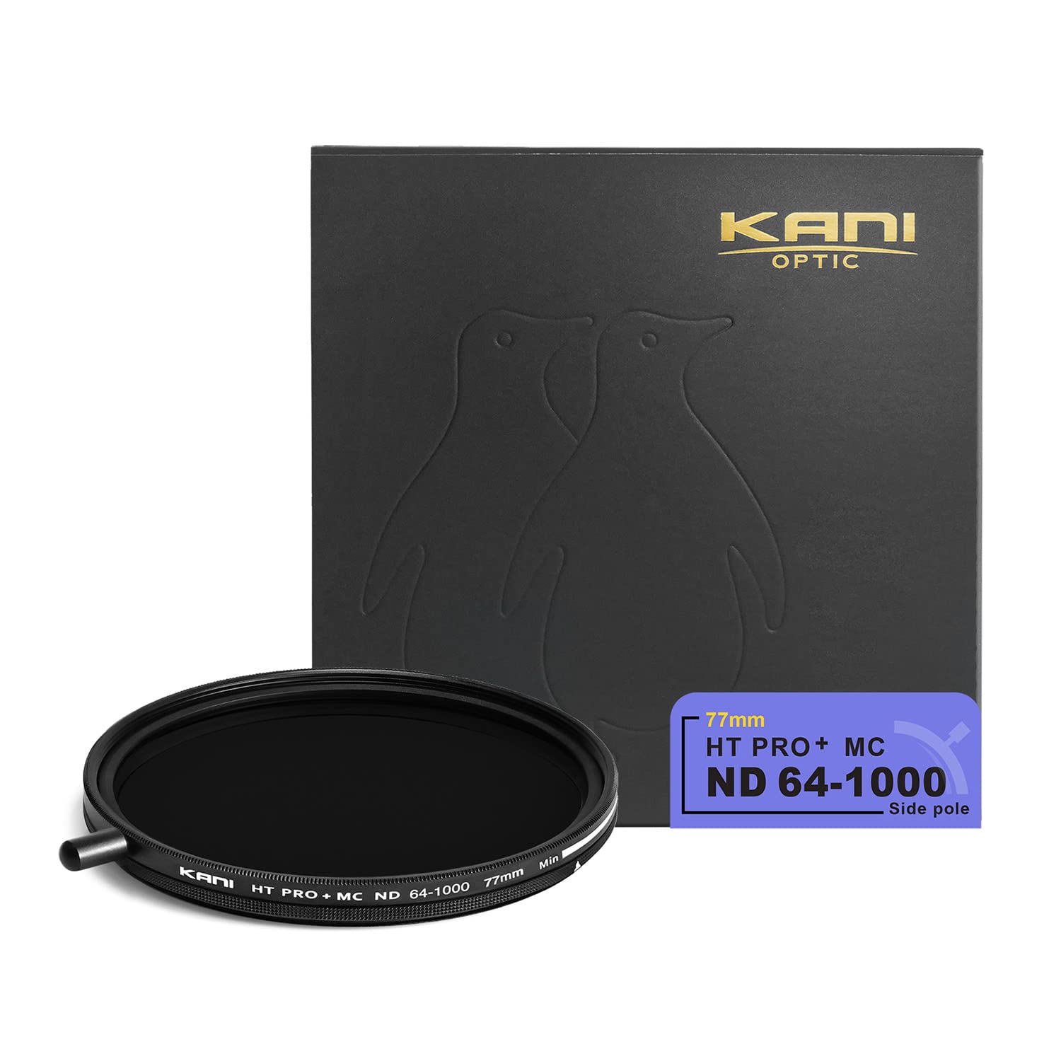 KANI 77mm 可変NDフィルター HT PRO+ MC ND64-1000 減光効果最大10絞り分 着脱式調整用ノブ付 高濃度時X状ムラ抑制 低反射 撥水 撥油 防汚 ナノコーティング 8094