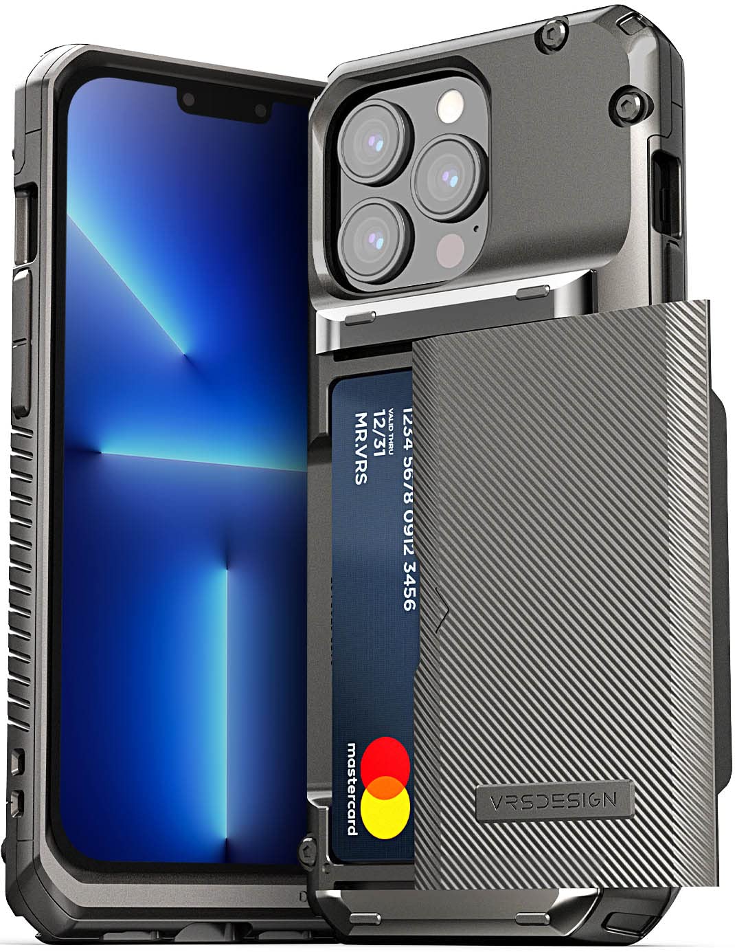 【VRS】 iPhone13 Pro 対応 ケース 耐 衝撃 ストラップ 使用可 ストラップホール 付 スマホケース 耐衝撃 背面 カード 収納 付 スマホカバー カード収納 耐衝撃ケース カバー [