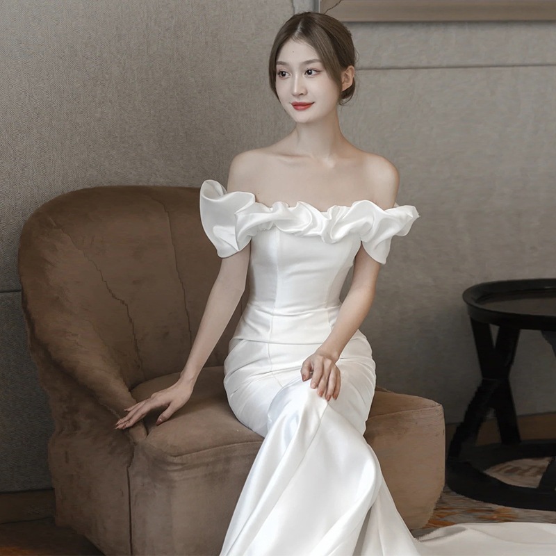 【高.品.質】2025 新作 高級感 気質 ワンピース 結婚式 ドレス 花嫁ロングドレス 結婚式ワンピース 韓国ファッション パーティードレス ウェディングドレス 白30 2025福袋