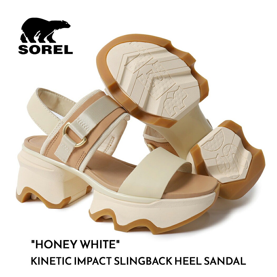 SOREL ソレル キネティック インパクト スリングバック ヒール サンダル KINETIC IMPACT SLINGBACK HEEL SANDAL HONEY WHITE ( NL4951-29