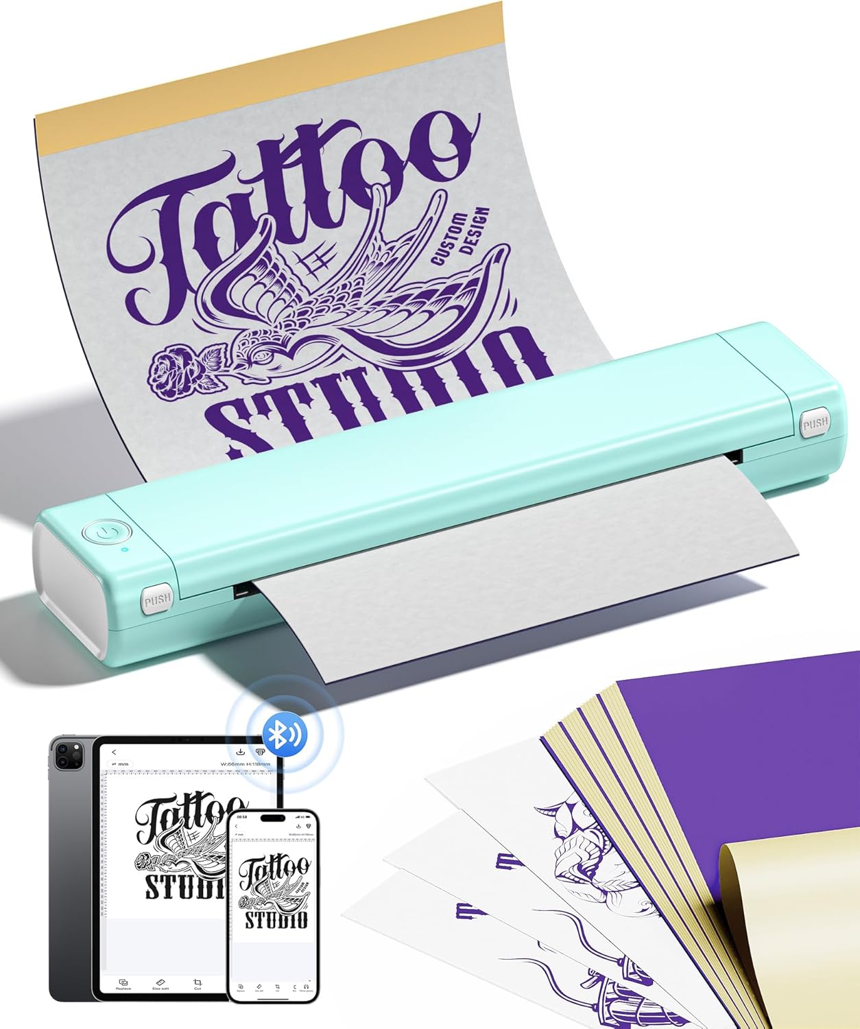 Itari M08F tattoo printer タトゥー用紙10枚付属 モバイルプリンター サーマルプリンター タトゥーマシン タトゥーマシーン 刺青コピー機 転写機 タトゥーマシーンセット タト