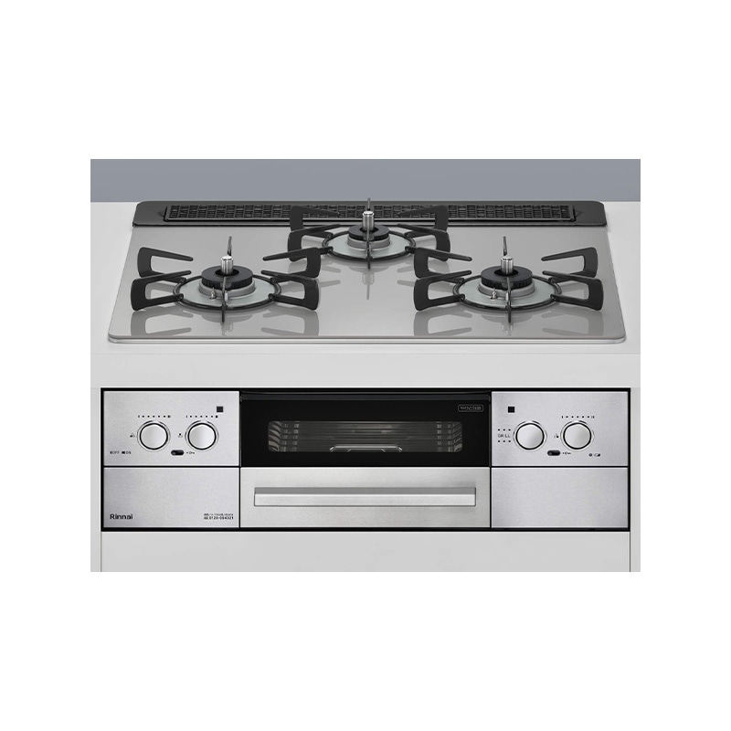 ビルトインコンロ リッセ 3口コンロ ガラストップ クラウドシルバー 水無し両面焼き 幅60cm プロパンガス RHX31W32L24RAW-LPG