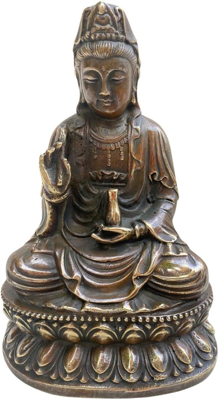 大日 如来 坐像 仏像 釈迦 薬師 小型 銅像 お守り 置物 オブジェ 真鍮 開運 厄除け 観音 (薬王観音, 小型)