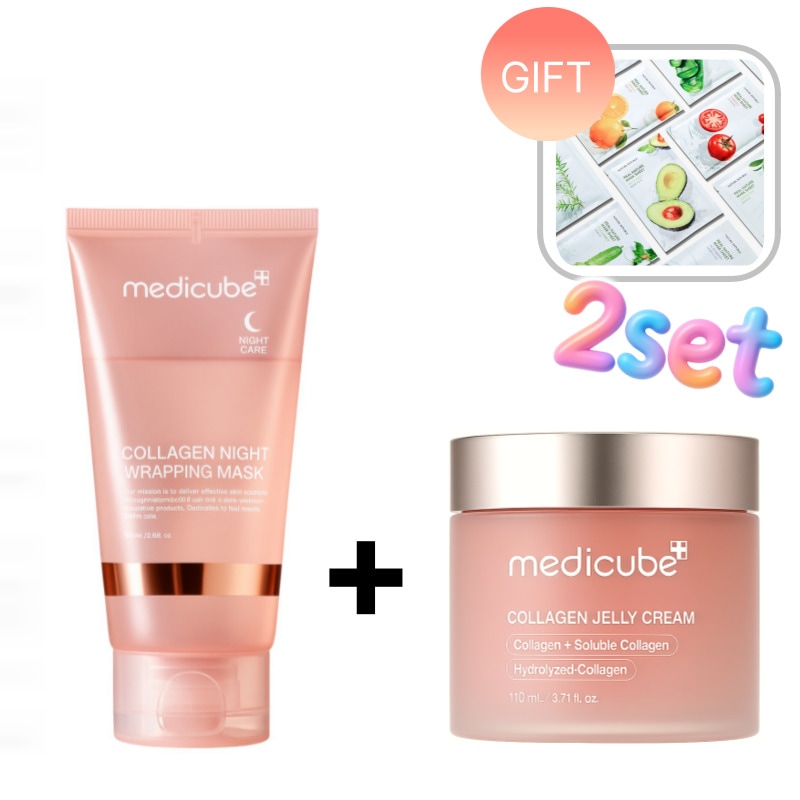 コラーゲンナイトラッピングマスク大容量75ml+コラーゲンジェルクリーム110ml.保湿.ハリ.うるおい.低刺激.敏感肌OK.韓国コスメ.スキンケア.エイジングケア.しっとり.デイリーケア.肌キメ整え