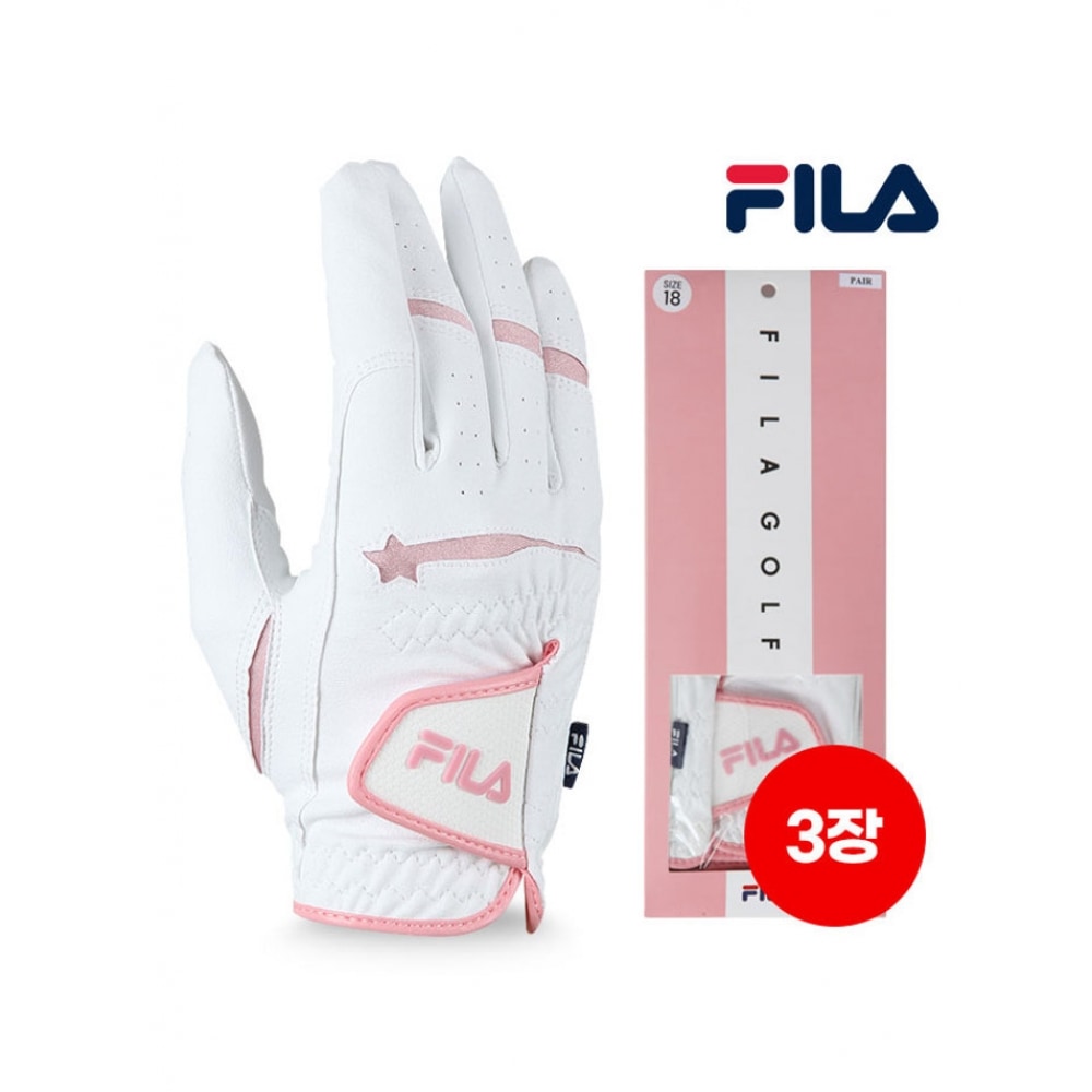 FILA KOREA FL-3301 女性用両手用合成皮革ゴルフグローブ 3個セット