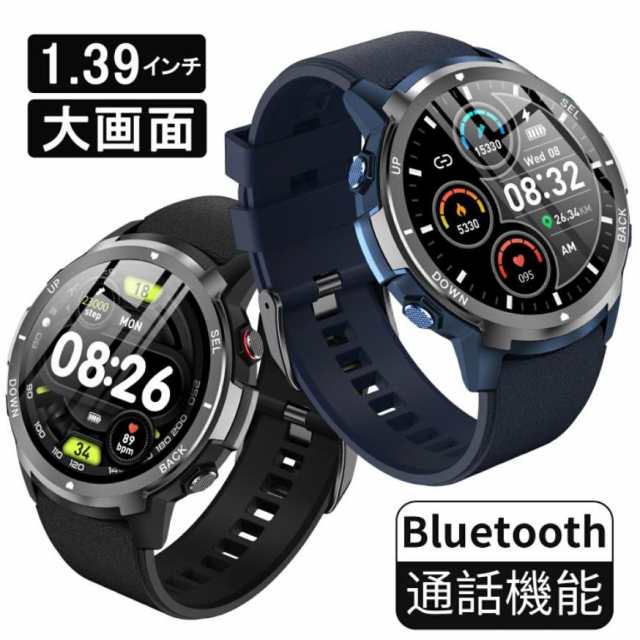 【新品プロモ-ション】スマートウォッチ 1.39インチ 円形 通話機能 血圧 体温 血中酸素 心拍計 腕時計 着信通知 睡眠検測 防水 アラーム iphone android対応 敬老日