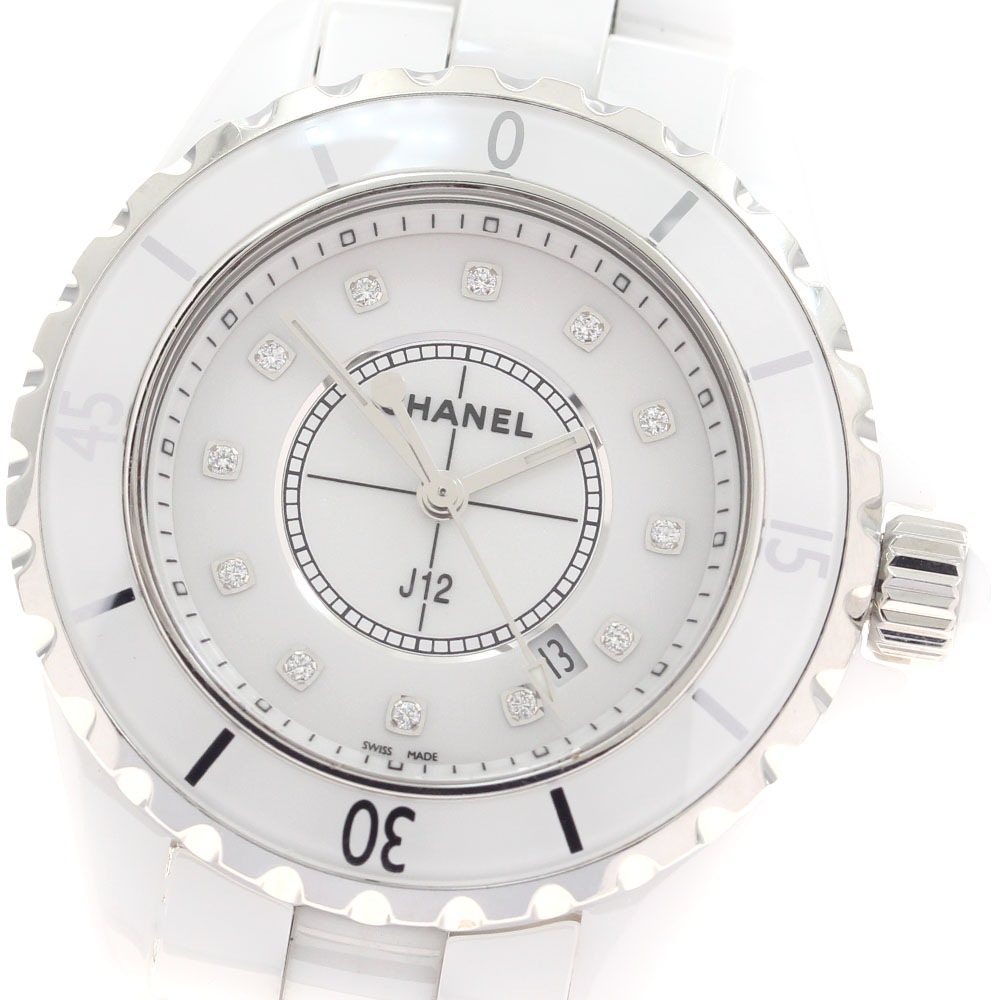 シャネル CHANEL H1628 J12 白セラミック 12Pダイヤ クォーツ レディース 良品 _960598【中古】