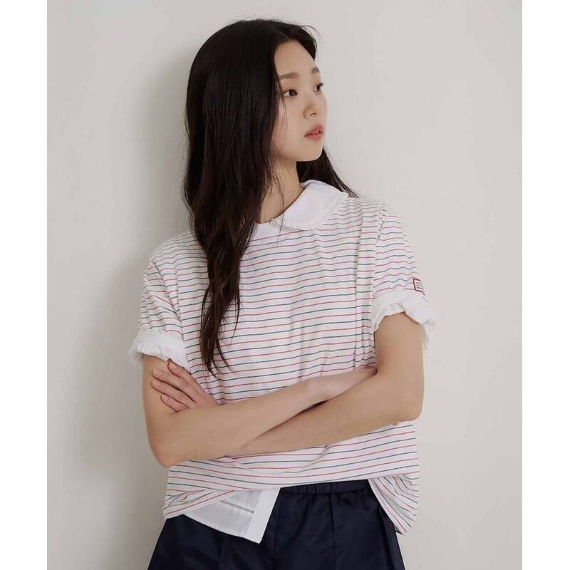 BEANPOLE LADIES [HUNTER] ストライプ オーバーフィット 半袖Tシャツ アイボリー (BF6642K010) BF6642K010 423103