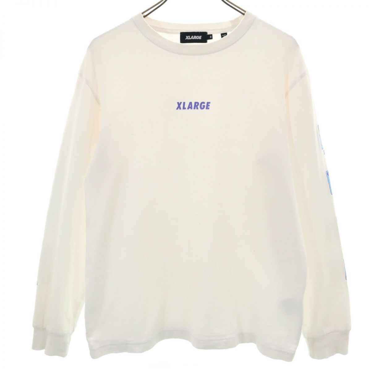 プリント 長袖 Tシャツ M ホワイト ロンT メンズ
