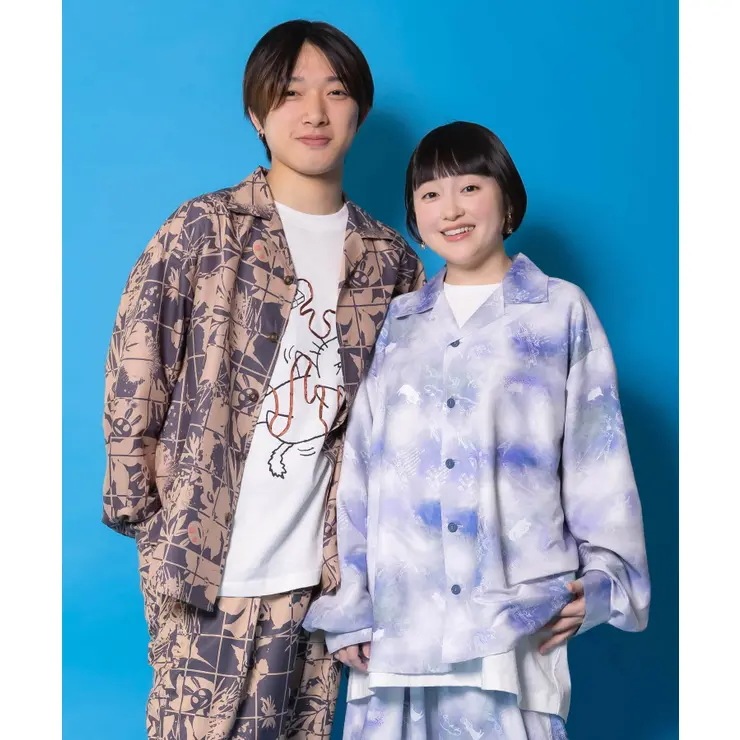 メルヘン恐竜柄orレトロ障子柄 シャツ