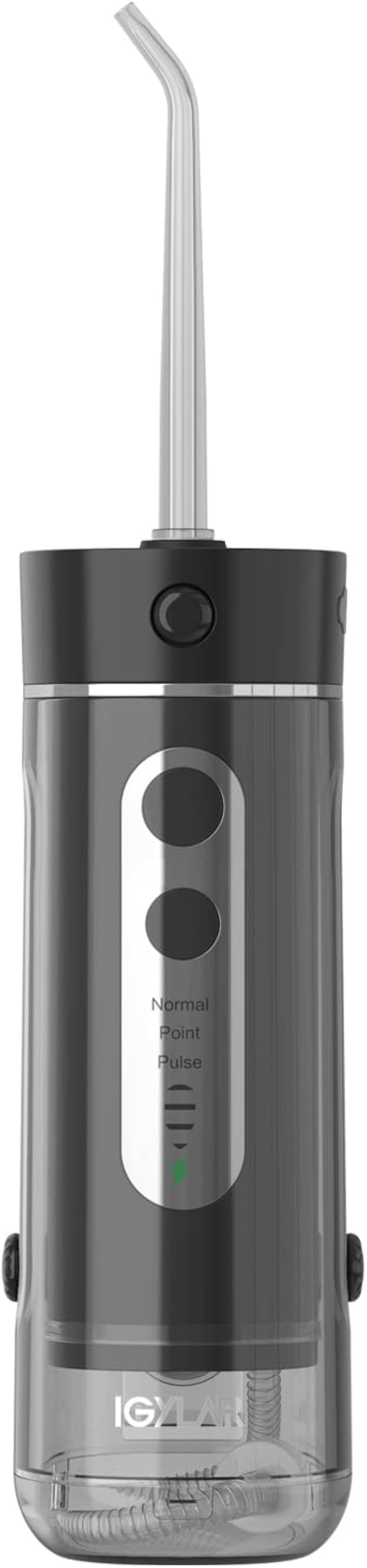 互換品口腔洗浄器 歯科医 ジェットウォッシャー コードレス コンパクト ミニ携帯型 超音波水流 3種類モード 4段階強度調整 180ML IPX7防水 替えノズル4本 (Black)