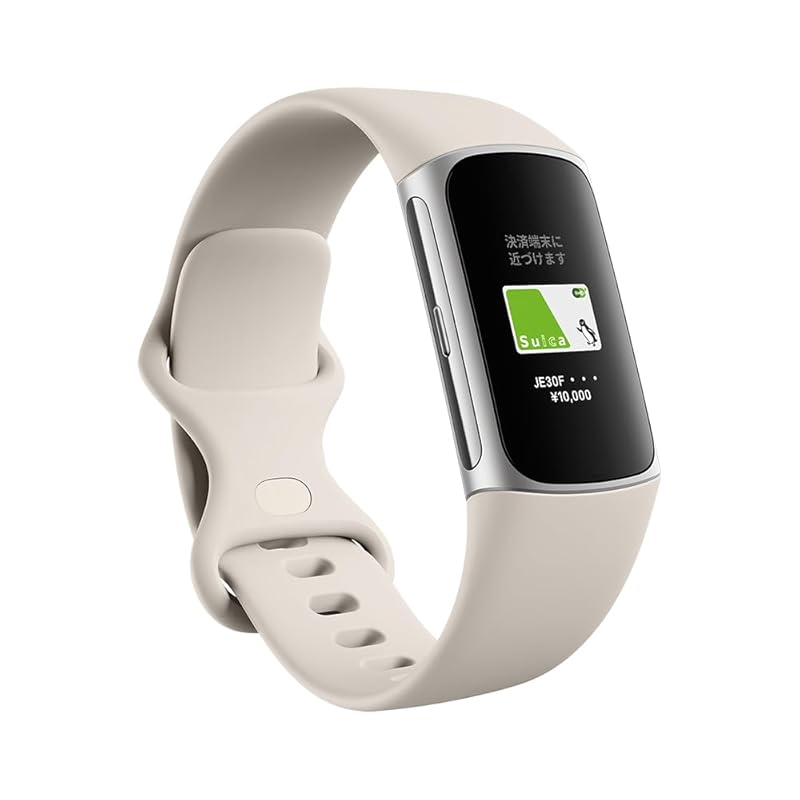 【Suica対応】Fitbit Charge 6 トラッカー ポーセレン／シルバー スマートウォッチ/防水/iPhone対応/アンドロイド対応/最大7日間のバッテリー/GPS搭載/心拍計/睡眠スコア