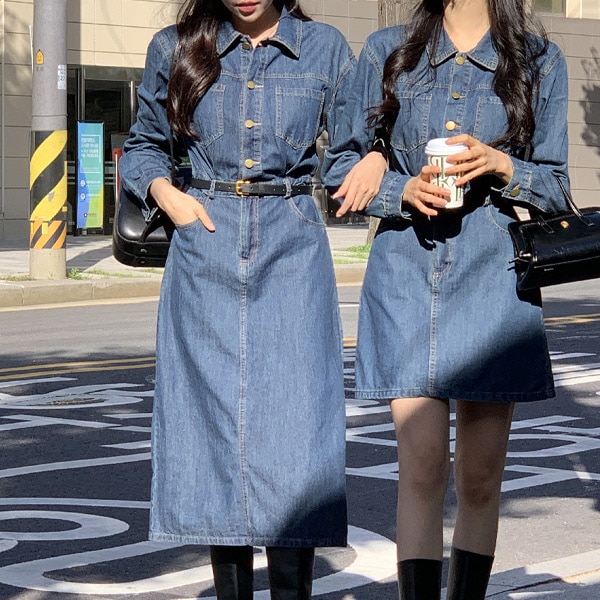 2丈ベルテッドデニムワンピース op15484