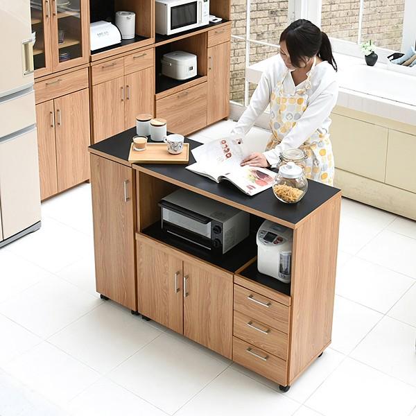 キッチンカウンター 120cm 幅 キッチンワゴン キッチン収納 おしゃれ 食器棚 引き出し コンパクト 北欧 レンジ台 レンジボード 家電 コンセント キャスターつき
