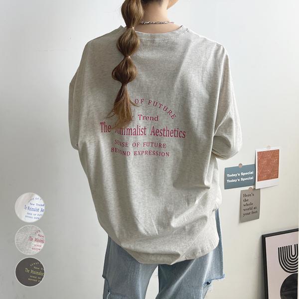 ロンT トップス ロゴ Tシャツ 長袖 レディース かわいい カジュアル シンプル 韓国 ファッション / 【senseoffutier】バックBIGロゴTシャツ