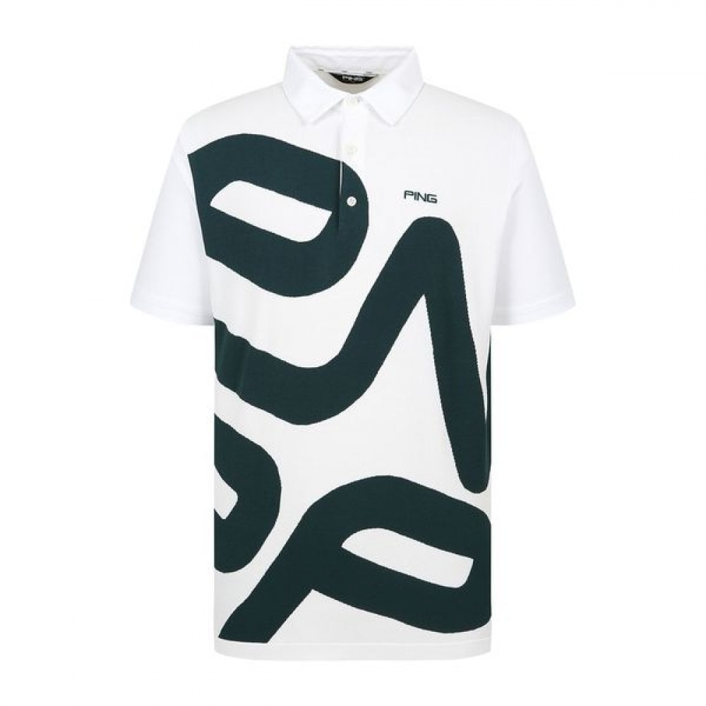 [ping] メンズニットミックスロゴカラー半袖Tシャツ