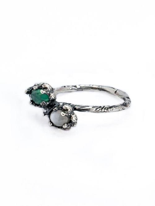 【HARANG】 HR 137R_Double Gemstone Ring (グレー) 正規品