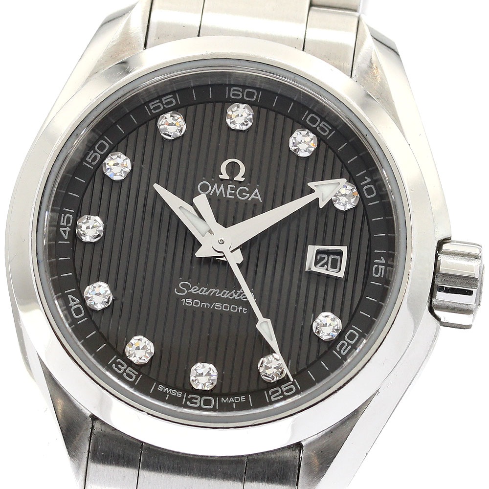 オメガ OMEGA 231.10.30.61.56.001 シーマスター アクアテラ 11Pダイヤ クォーツ レディース 保証書付き_920567【中古】