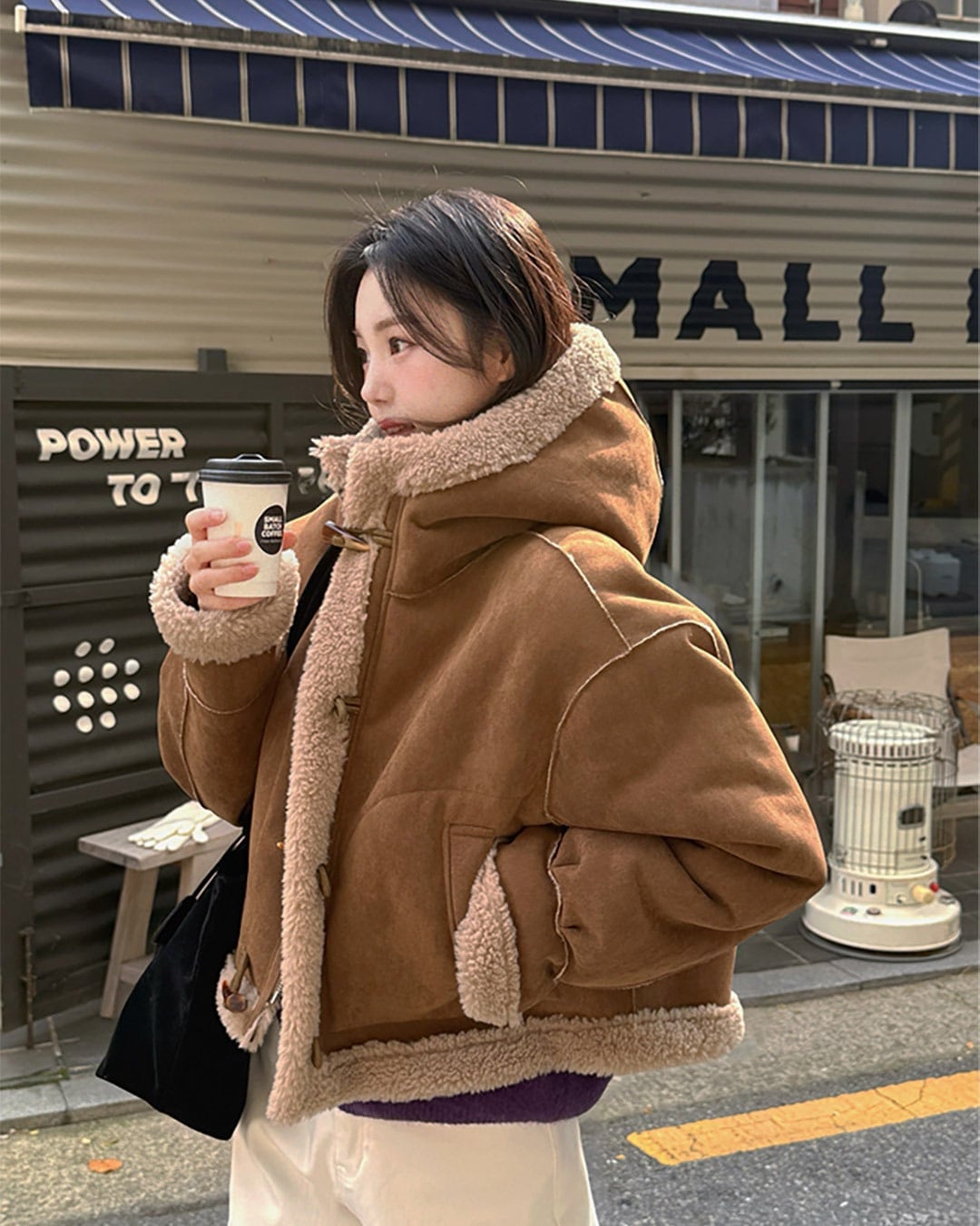 ニコンスエードフードマスタング韓国ファッション レディース