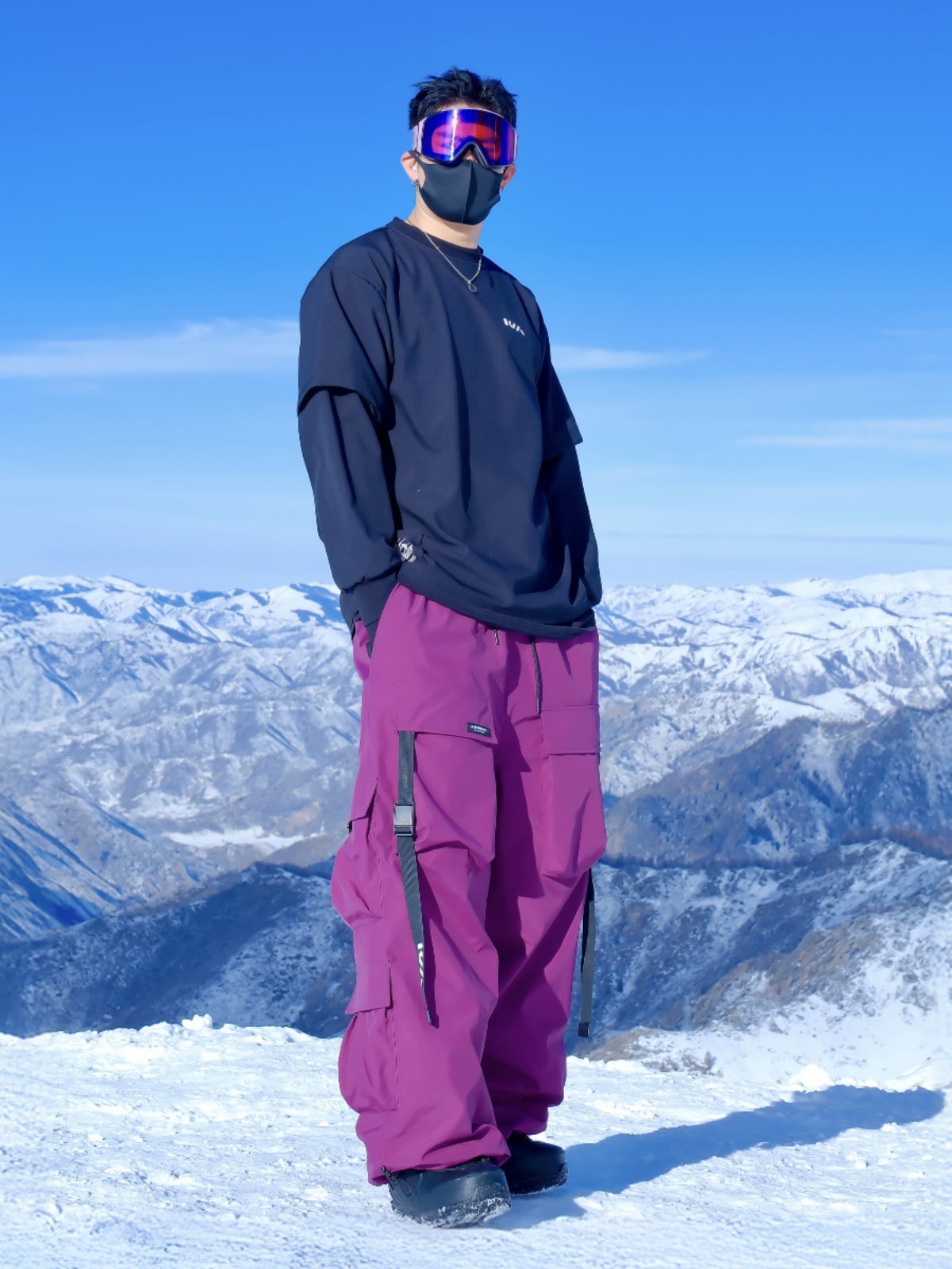 スノボウェア 2025 2026 パンツ単品 耐水圧20000mm 8色 黄色緑色紫黒 パンツ ズボン 韓国風 スノーボードウェア スノーウェア スキーウェア スノボーウェア メンズ レディース