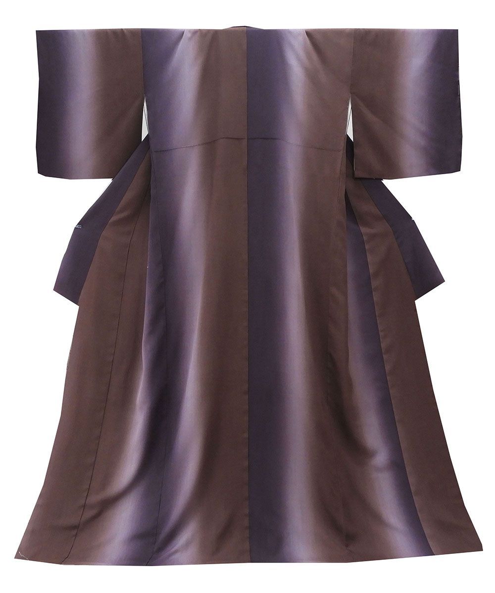 小紋 未着用美品 正絹 縦縞ぼかし模様 身丈177cm 裄丈69cm 小紋 未使用 新古品 着物 b0136