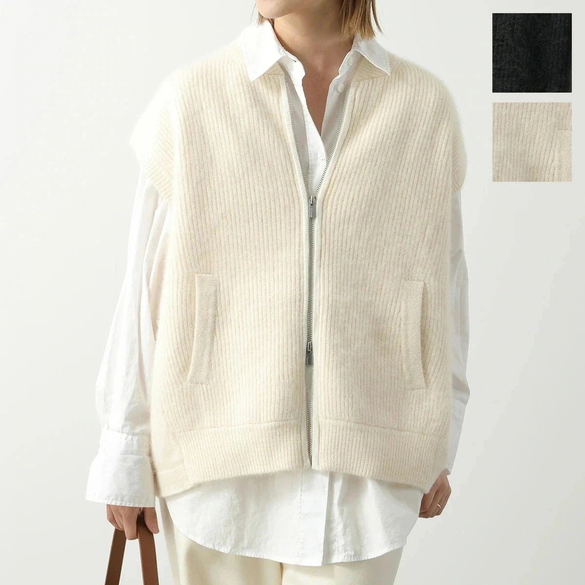 C.T.plage シーティー・プラージュ ニットベスト CT24105 レディース ウール ジップアップ ジレ カラー2色
