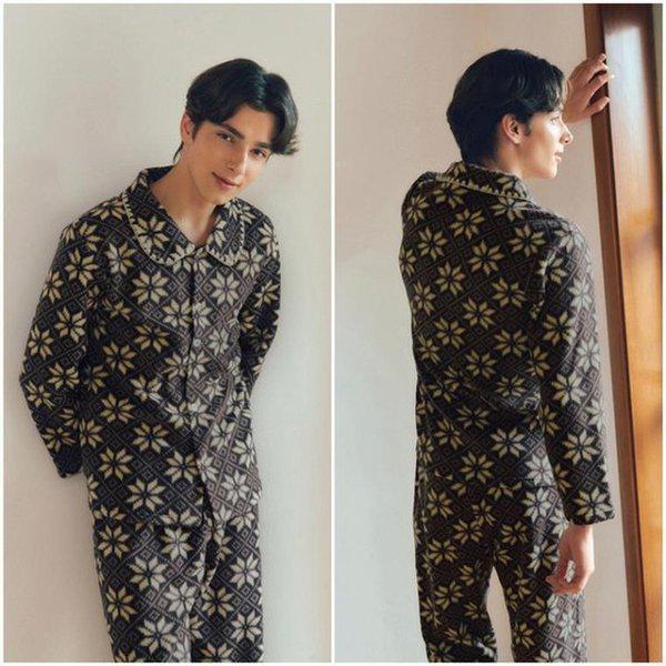 (正常)軽くて暖かいパジャマ ポーラーフリース ノルディック捺染 男性パジャマセット_S VPA4557M_S