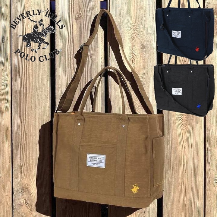 【BEVERLY HILLS POLO CLUB】 ビバリーヒルズポロクラブ トートバッグ キャリーオンバッグ 3WAY ナイロンワッシャー 【正規代理店商品】 ロゴ刺繍 トラディショナル ユニセック